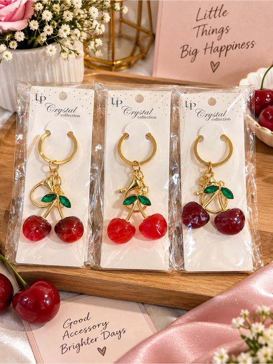 Accessories - 3 cherry charms with gold hardware